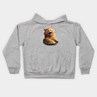 Cat Eating Spaghetti Kids Hoodie